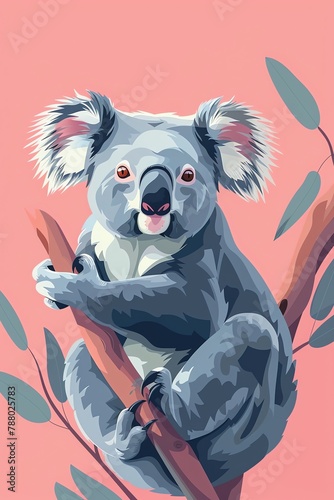 Koala 3d, cartoon, flat design photo