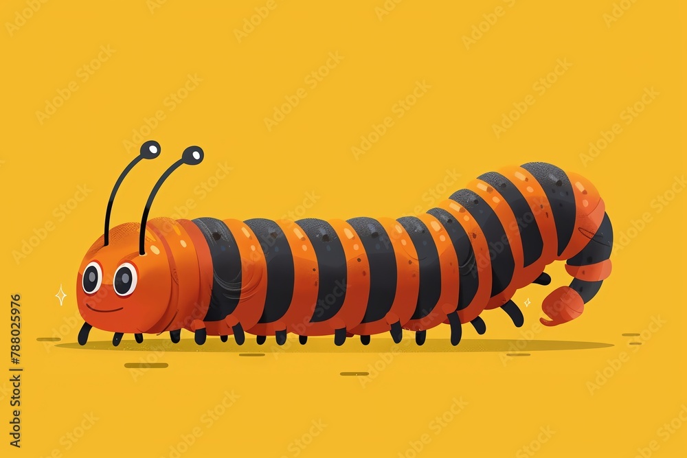 Naklejka premium Millipede 3d, cartoon, flat design