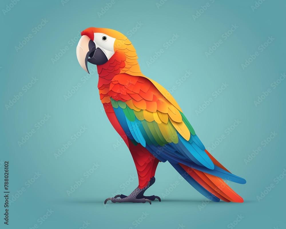 Fototapeta premium Parrot 3d, cartoon, flat design