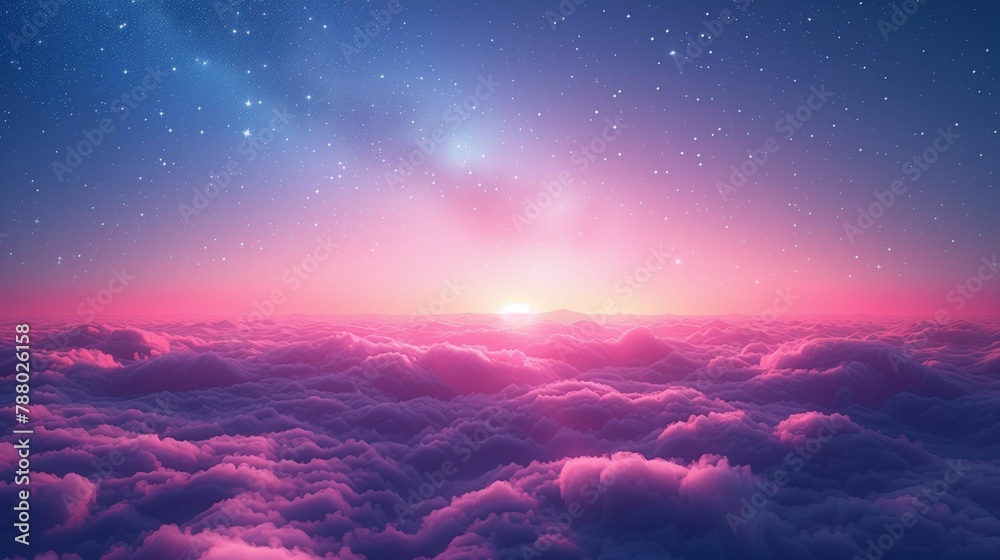 Sunset Cloudscape, Pink and Purple Shades, Dreamlike Sky Panorama Sunset Cloudscape, Pink and Purple Shades, Dreamlike Sky Panorama