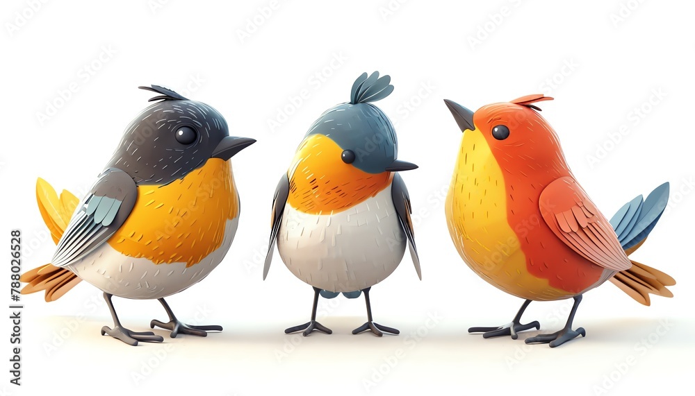 Fototapeta premium Bird 3d, cartoon, flat design