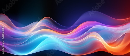 Vivid abstract waveforms pulsating in a rhythmic pattern of neon colors
