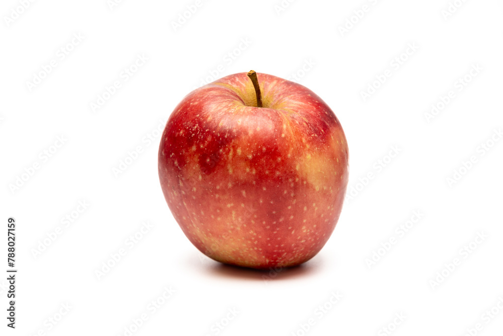Czerwone dojrzałe jabłko na białym tle, - obrazy, fototapety, plakaty 