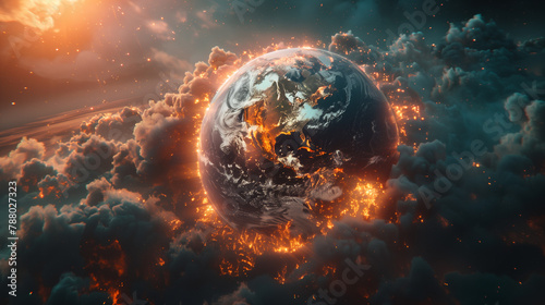 globe is burning, global warming concept