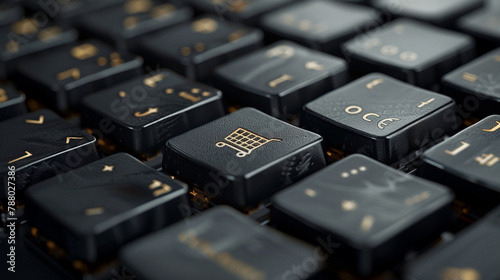 close up keyboard with shop...