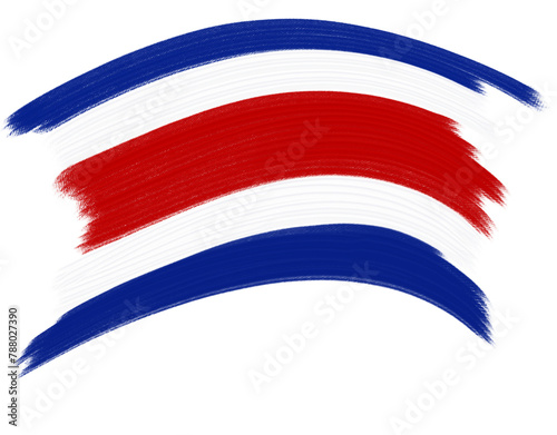 costa Rican flag with paint strokes