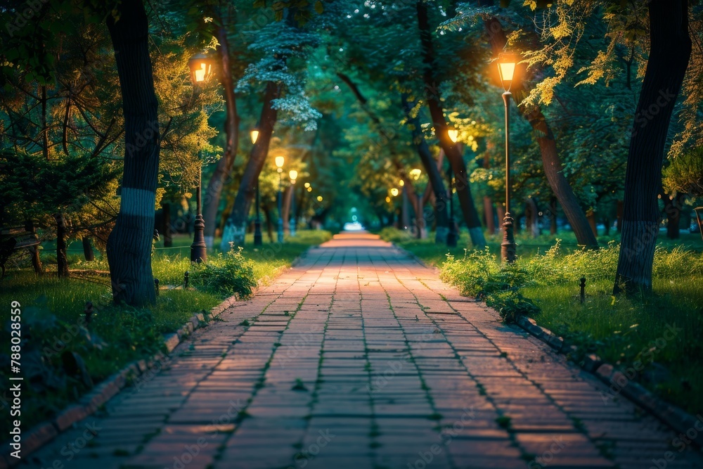 Obraz premium Evening walk in the park