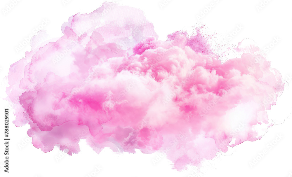 Soft and fluffy pink cloud watercolor painting, pastel pink clouds element