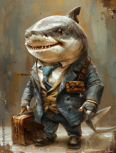 illustration of shark in bu...