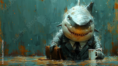 illustration of shark in bu...