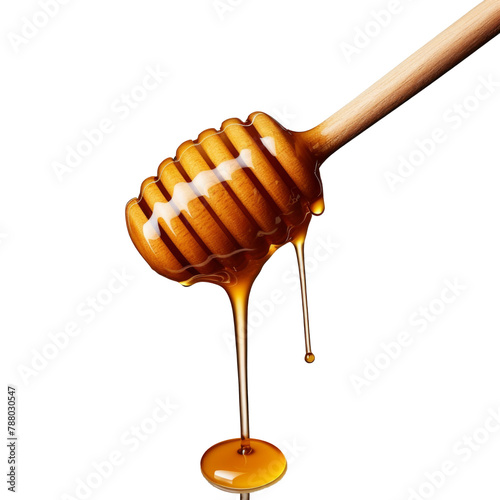 Honey dripping isolated on a white background, bee products by organic natural ingredients concept