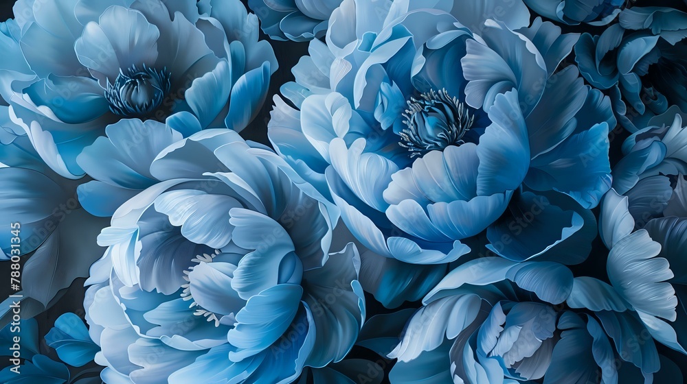High Definition Blue Peonies in Oil Effect High Definition Blue Peonies in Oil Effect