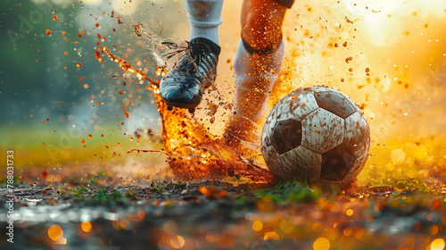 close up of soccer ball wit...