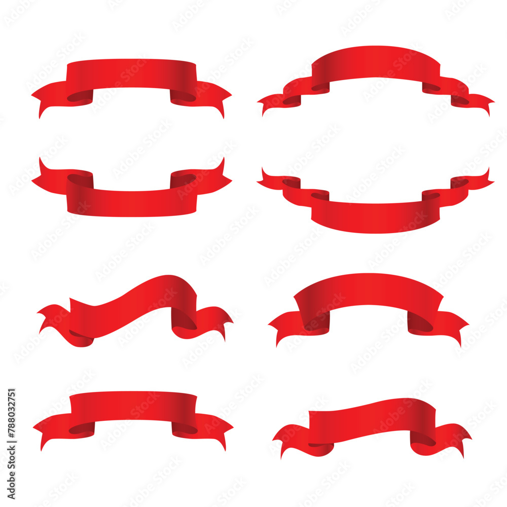 Silk red 3d ribbon banners vector set isolated. Illustration of red ribbon collection for decoration swirl
Silk red 3d ribbon banners vector set isolated. Illustration of red ribbon collection for decoration swirl