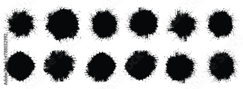 Vector grunge circle, grunge round shape, grunge banner - Color circle brush stroke with black color isolated on white background, Vector Illustration eps 10
