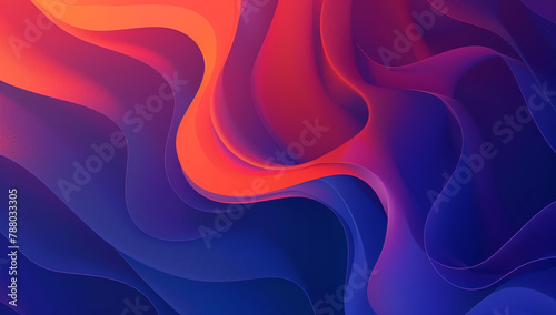 Abstract background with a blue and orange gradient, smooth curves from dark to light, simple shapes, smooth lines photo