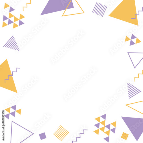 かわいいポップな三角形のメンフィスデザインのフレーム囲み枠(1:1)