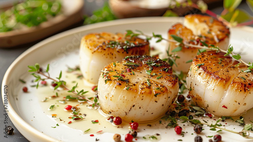 luxury plate of seared scallops