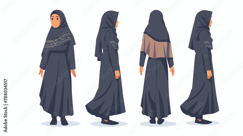 Muslim Arab woman wearing hijab and skirt. Modern 