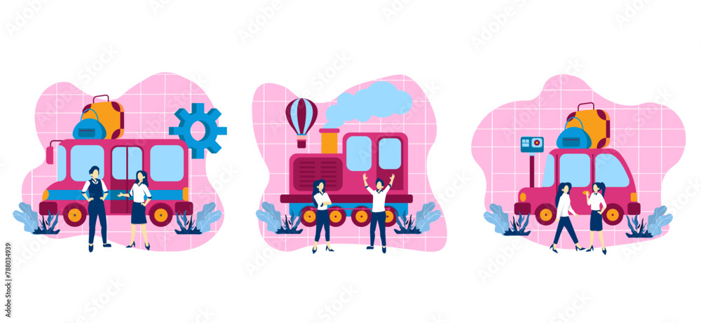 Flat Bundle Travel Transportation Design Illustration Flat Bundle Travel Transportation Design Illustration