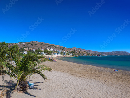 Quiet resort beach (Elounda, Crete, Greece)