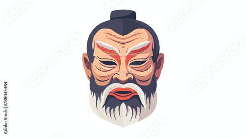 Noh mask of old beard man. Japan Kabuki theater head