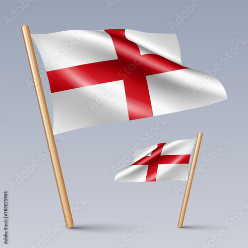 Vector illustration of two 3D-style flag icons of England (UK) isolated on light background. Created using gradient meshes, EPS 10 vector design elements from world collection