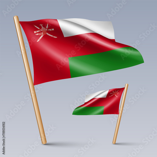 Vector illustration of two 3D-style flag icons of Oman isolated on light background. Created using gradient meshes, EPS 10 vector design elements from world collection