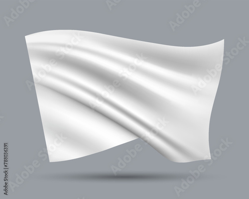 Vector illustration of 3D-looking white color flag template isolated on light background. Created using gradient meshes, EPS 10 vector