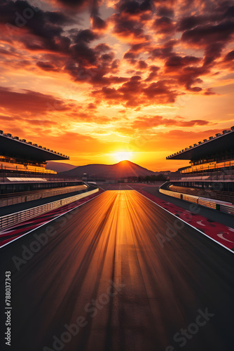 Sunset Serenity: A Majestic View of an Empty GT Race Track Waiting for the Exciting Race Underneath the Chromatic Sky © Lelia