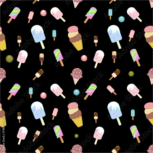 Seamless patter of ice cream on  background for background and texture wrapping paper concept