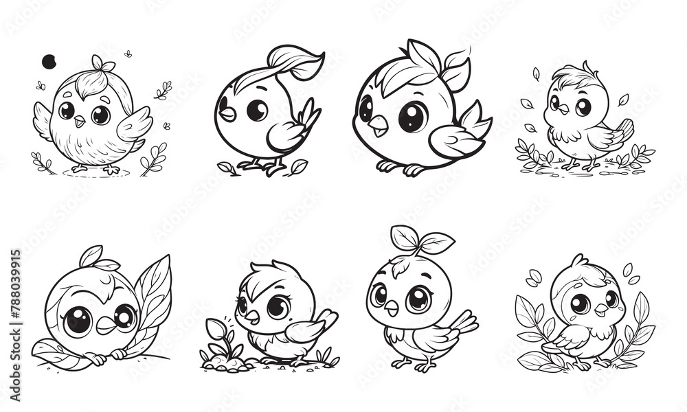 Fototapeta premium Cute animal cartoon vector illustration black and white for coloring book.