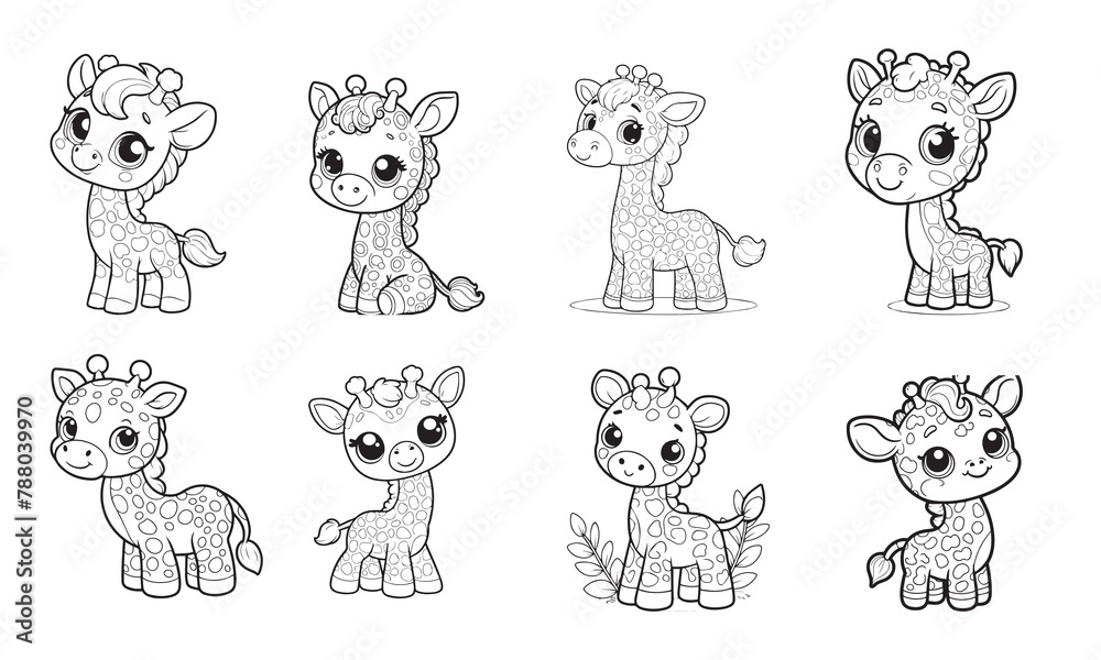 Obraz premium Cute animal cartoon vector illustration black and white for coloring book.