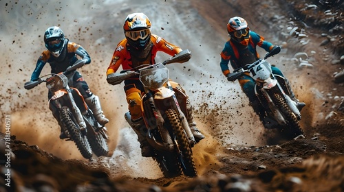 High-Octane Dirt Racing  Motocross Thrills and Dynamic Jumps. Concept Dirt Racing  Motocross Thrills  Dynamic Jumps  Adrenaline Rush  Extreme Sports