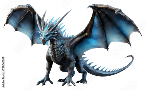 PNG Blue dragon dinosaur animal mythical creature © Rawpixel.com