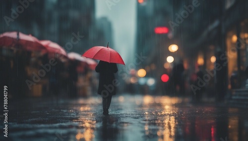 Wallpaper Mural a person walking in the rain with an umbrella Torontodigital.ca