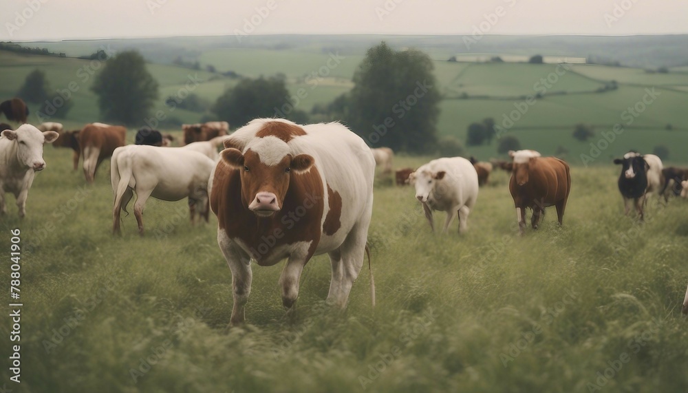 a herd of cows in a field