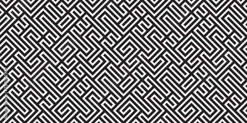 Maze seamless geometric pattern, labyrinth vector abstract background, wallpaper design.
