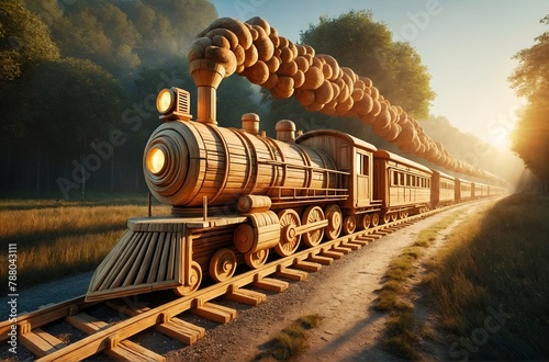 A wooden train