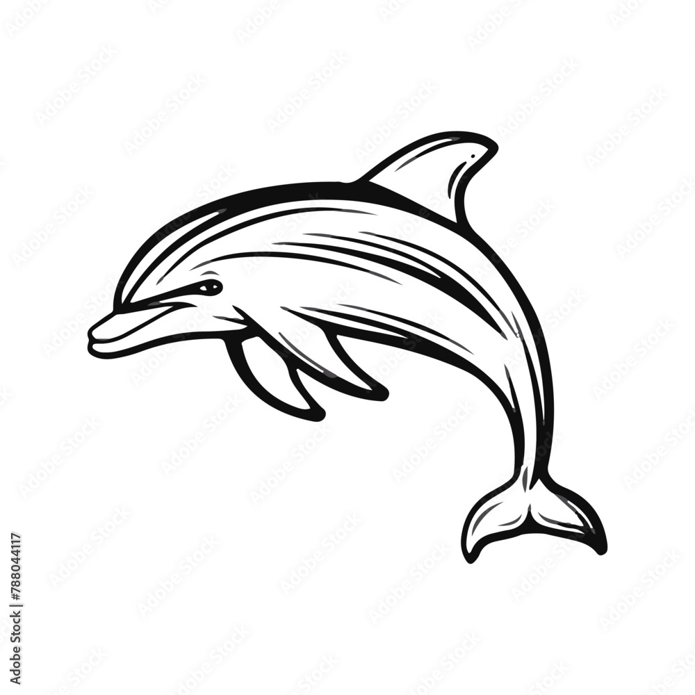 simple and minimalistic hawthorn dolphin logo, lineart style, black and white line art, white background, no shading simple and minimalistic hawthorn dolphin logo, lineart style, black and white line art, white background, no shading