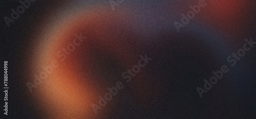 Dark black red orange blue spot , color gradient rough abstract background shine bright light and glow template empty space , grainy noise grungy texture
