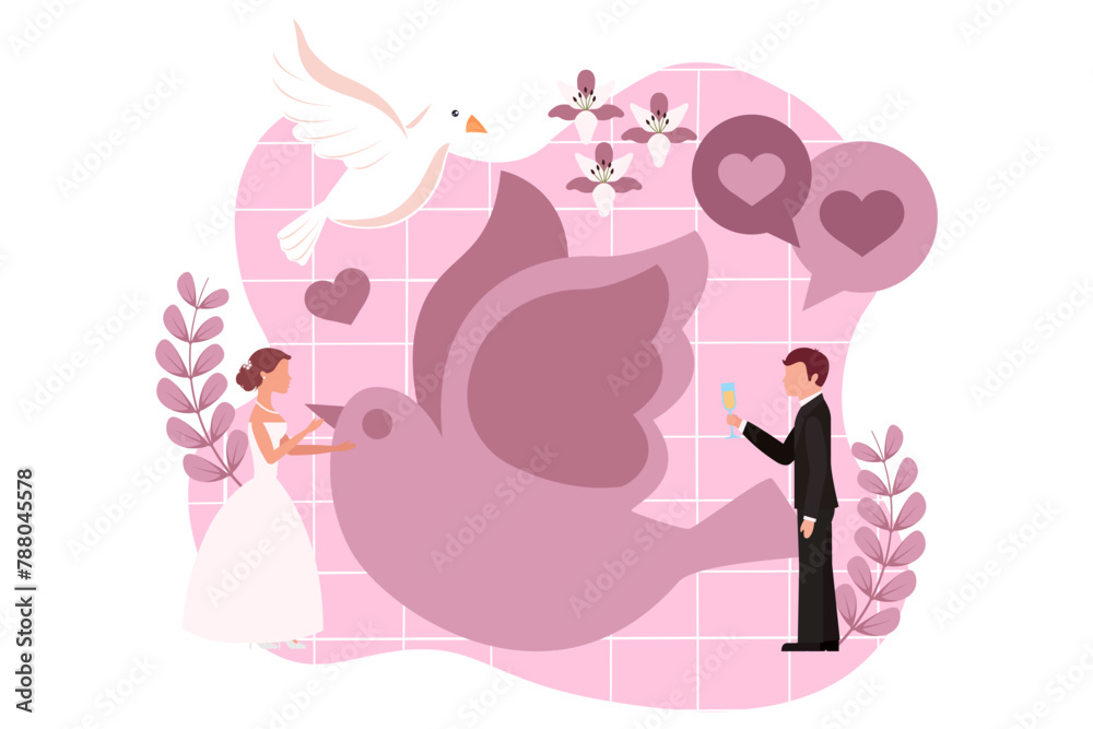 Fototapeta premium Wedding Party Flat Design Illustration