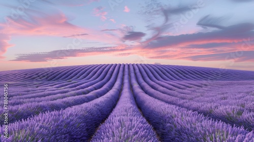 Amazing blooming landscape with purple lavender fields in summer in France photo