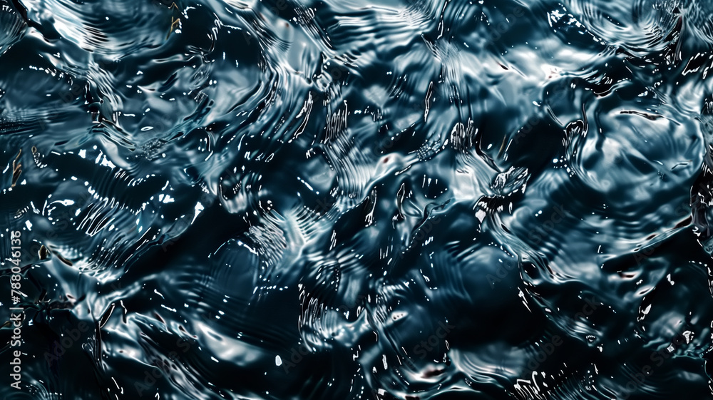 Close up of water with ripples, top view dark liquid surface Close up of water with ripples, top view dark liquid surface