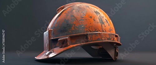 Industrial safety helmet with a visor, detailed texture and durability photo