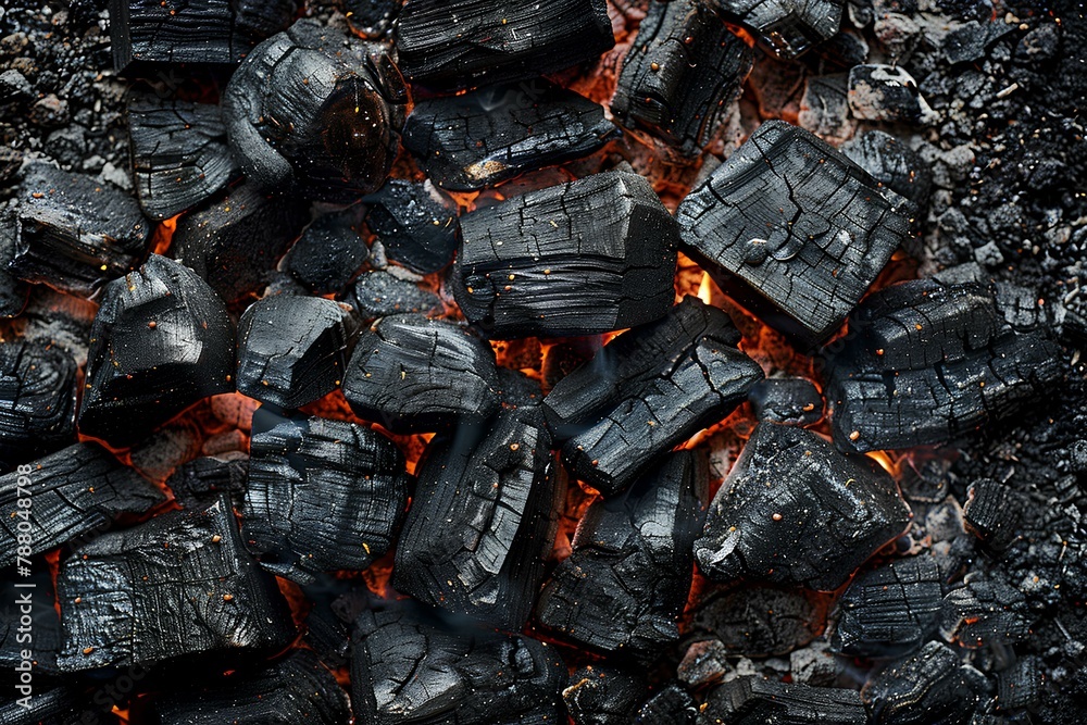 A pile of coal sitting on top of a fire pit filled with coal and coal chunks on top of a black A pile of coal sitting on top of a fire pit filled with coal and coal chunks on top of a black