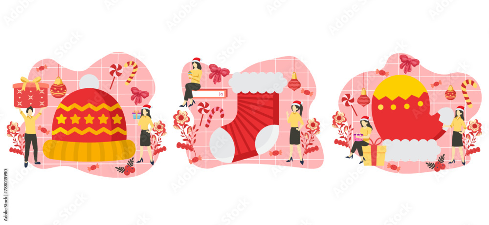 Obraz premium Christmas Celebration Flat Bundle Design Illustration