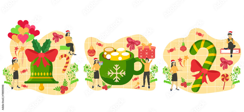 Christmas Celebration Flat Bundle Design Illustration Christmas Celebration Flat Bundle Design Illustration