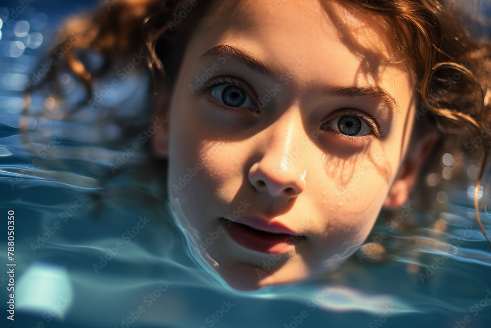 Picture generated with AI of charming attractive girl on expensive resort with a private pool Picture generated with AI of charming attractive girl on expensive resort with a private pool