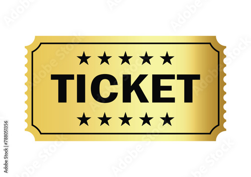 Retro ticket icon on white background. Vector illustration.